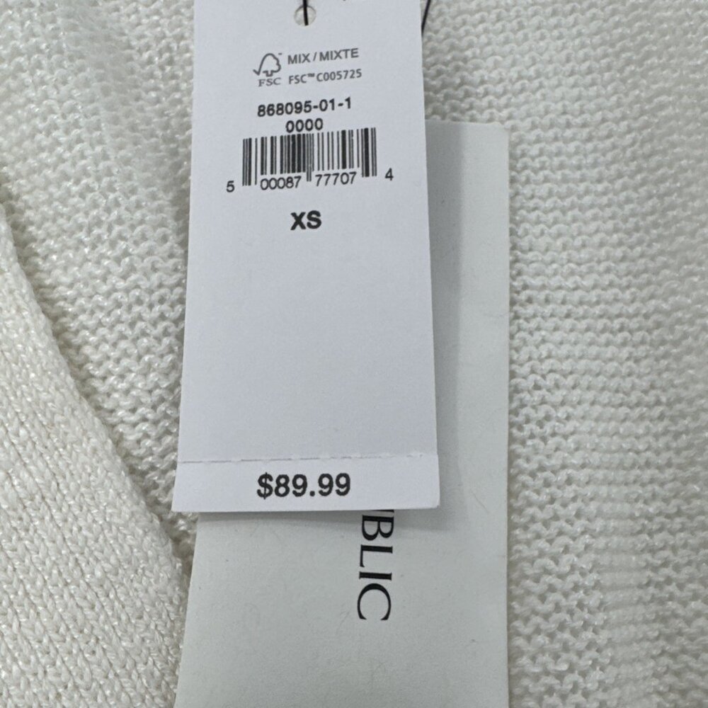 Banana Republic Cardigan Sweater Womens XS Ivory 3 Button V-Neck Preppy $90 NEW - Picture 3 of 11